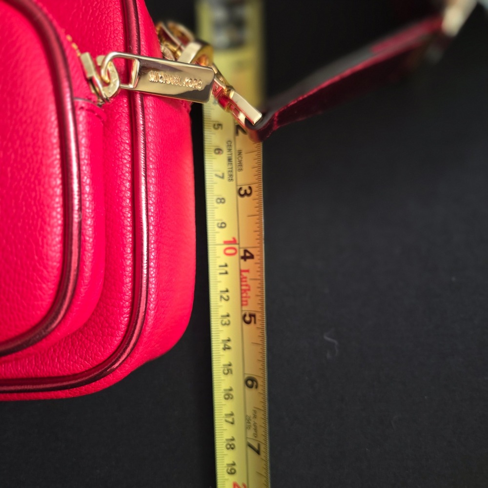 Michael Kors Jet Set Bright Red Leather Medium Pocket Crossbody Bag 35H3GTTC2L - Picture 8 of 9